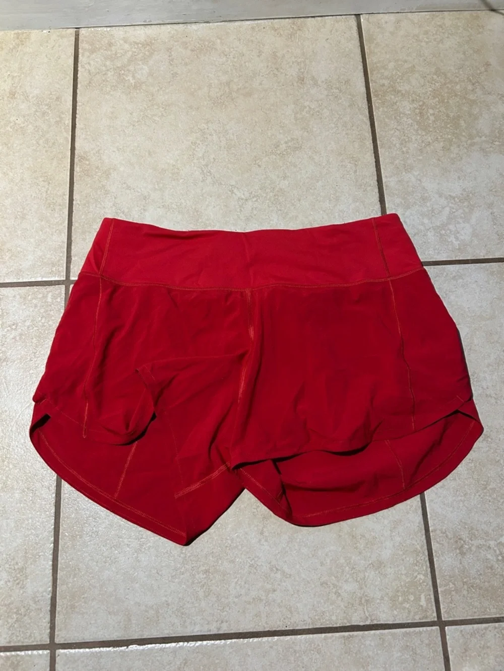 lululemon athletica Women’s Bright Red Athletic Shorts with Built-In Liner - Picture 2 of 3